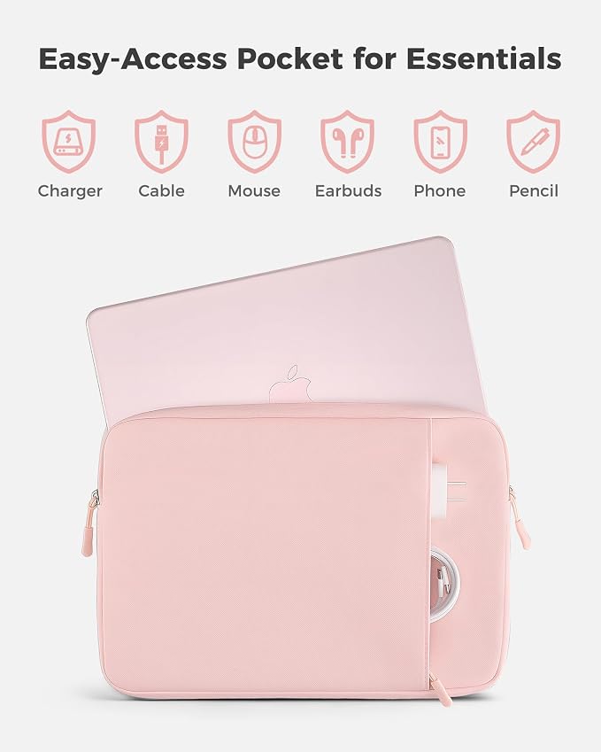 ProCase Laptop Sleeve for MacBook Neo 13 inch 2026 (Model A3404, A18 Pro), Protective Case with Soft Lining, Slim Travel Sleeve with Pocket for Accessories, Tailored for MacBook Neo 13” -Blush
