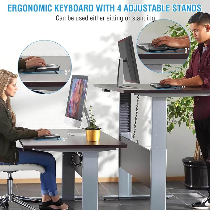 Ergonomic Wireless Keyboard Mouse Combo, EDJO Bluetooth/2.4G Dual Channel, Split Design, Soft Foam Palm Rest, 4 Level DPI Adjustable Wireless Mouse, Rechargeable, for Windows/Mac/Android(Sliver)