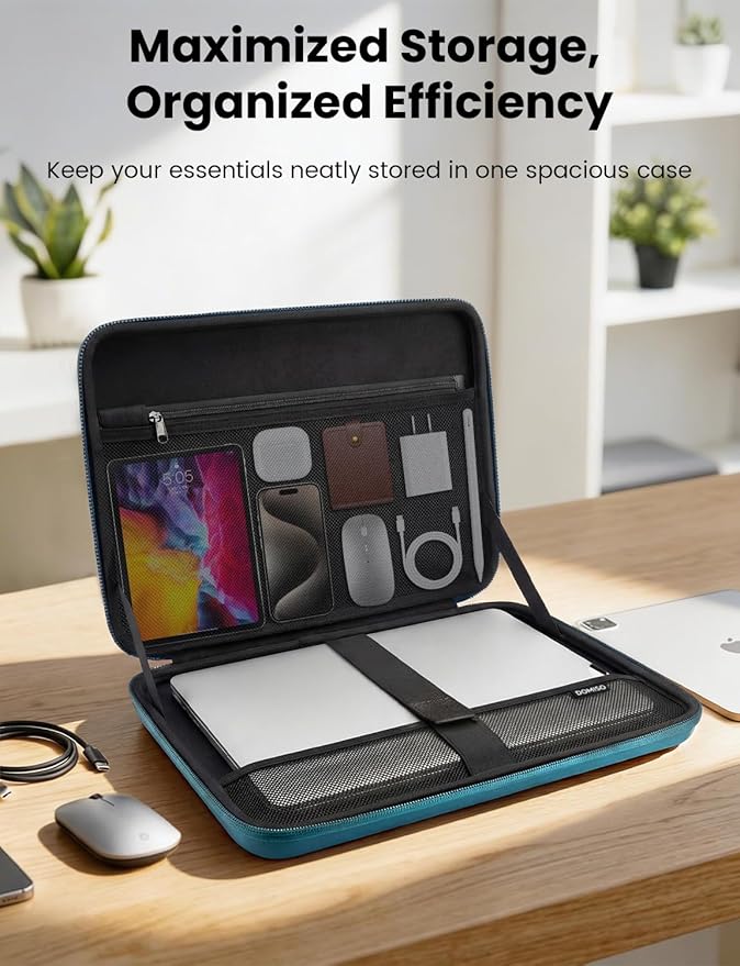 DOMISO Laptop Hard Case 15-16 inch Waterproof Shockproof Hard Shell Laptop Sleeve with Handle & Storage Pocket, Compatible with MacBook, HP, Dell, Teal