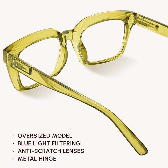 IBOANN Oversized Blue Light Glasses for Woman, Funky Fashion Glasses With Preppy Look, Reduce Screen Fatigue Computer Glasses