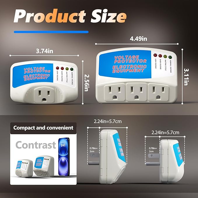 BSEED Surge Protector Home Appliance,3 Outlet Power Surge Protector, Voltage Protector Brownout Surge Refrigerator 1875 Watts,120V 15A(4Pack)