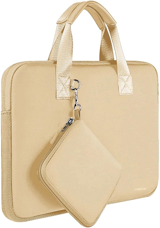 Hseok Laptop Sleeve 14 inch Case with Small Case, Compatible with MacBook Neo 14, MacBook Pro 14 M5/M4/M3/M2/M1, XPS 14 and Most 14 inch Notebooks, Neoprene Computer Handbag,Champagne