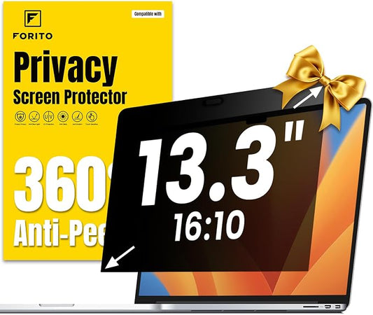 F FORITO 13.3 Inch 16:10 360°Laptop Privacy Screen Protector, Anti Peeping and Anti Glare Laptop Privacy Shield, Reduce Eye Strain & Eye Protection