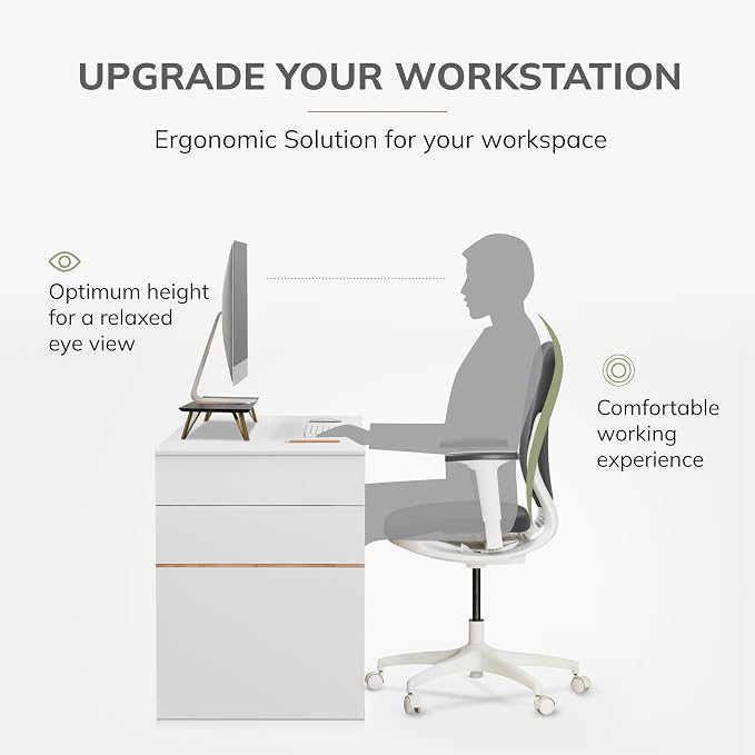 Anji Mountain Monitor Stand - Desktop Organizer & Laptop Riser, Ergonomic Monitor Riser, Space-Saving Monitor Stand for Desk, Durable Construction, Easy Assembly, Ideal for Home & Office,Black