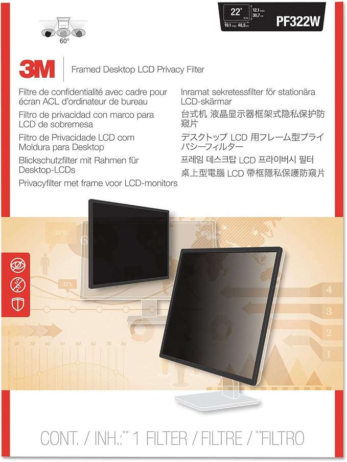3M Framed Privacy Filter for 22" Widescreen Monitor (16:10) (PF220W1F)