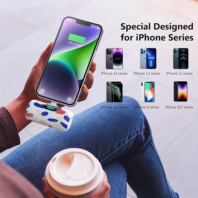 Feob [2 Pack] Small Portable Charger for iPhone14/13,Upgraded 5000mAh PD Fast Charging Power Bank,Mini Portable Phone Charger Compatible with iPhone 14/14 Pro Max/13/13 Pro/12 Pro/11/XR/X/8/7/6