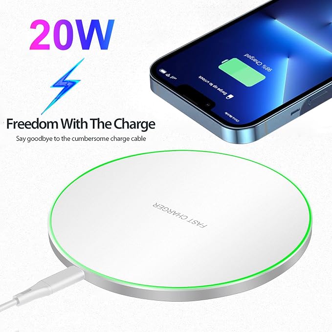 Fast Wireless Charger,20W Max Wireless Charging Pad Compatible with iPhone 17/16/15/14/13/12/SE/Pro,AirPods;FDGAO Induction Charge Mat for Samsung Galaxy S25/S24/S23/Note,Pixel/LG G8