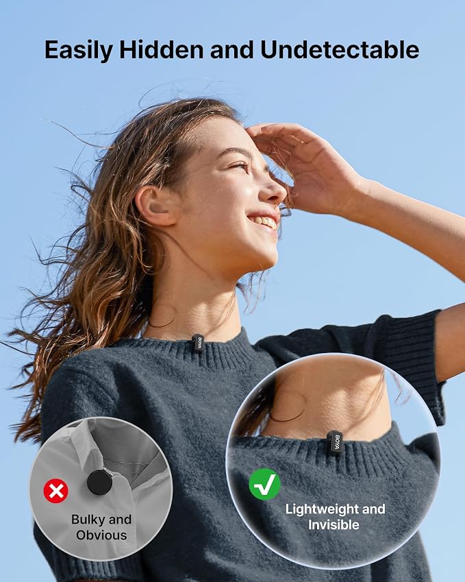 BOYA mini 2 Wireless Microphone for iPhone & Android, AI Noise Cancellation,App Control, 48k Hz/24 Bit, 30H Battery Life with Charging Case,Lapel Microphone Wireless for Video Recording Vlog Streaming