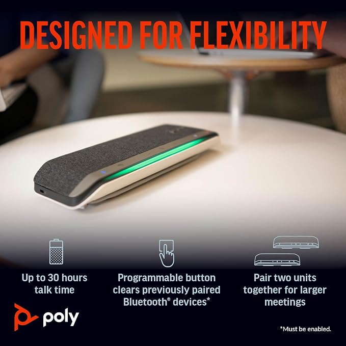 Poly Sync 40+ Smart Speakerphone (Plantronics) - Flexible Workspaces - Connect to PC/Mac via BT700 Adapter and Smartphones via Bluetooth - Certified for Microsoft Teams – Amazon Exclusive