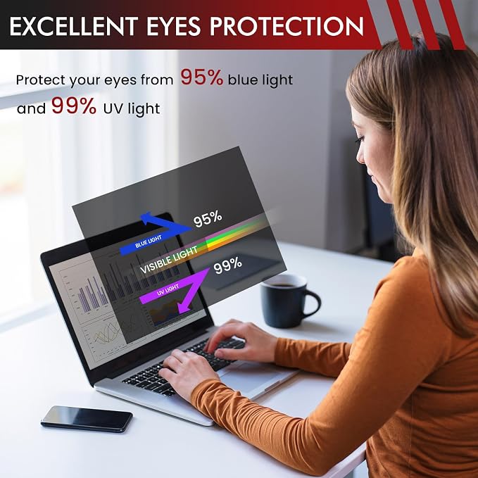 LAMA 2 PACK 14 Inch Universal Laptop Privacy Screen Filter for 14" Laptop (16:9), Anti-Blue Light/Anti-Glare/Anti UV Privacy Screen Protector (WxH: 310mm*174mm) with Privacy Protection/Eye Protection
