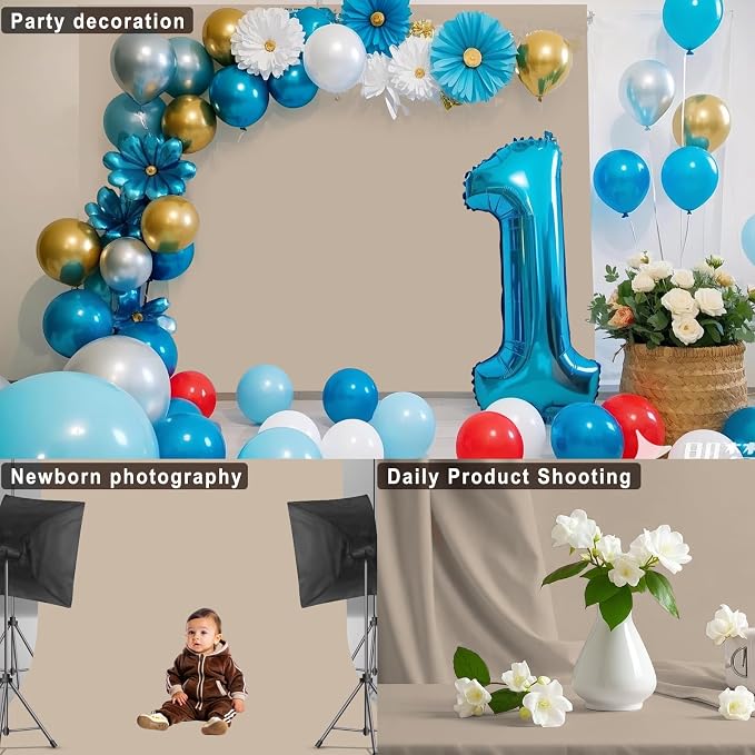 Beige Backdrop for Photoshoot, Professional Photo Backdrop Background Curtain for Product Photography,Portraits, Wedding,Party,Live Streaming Video Recording 10X10 FT