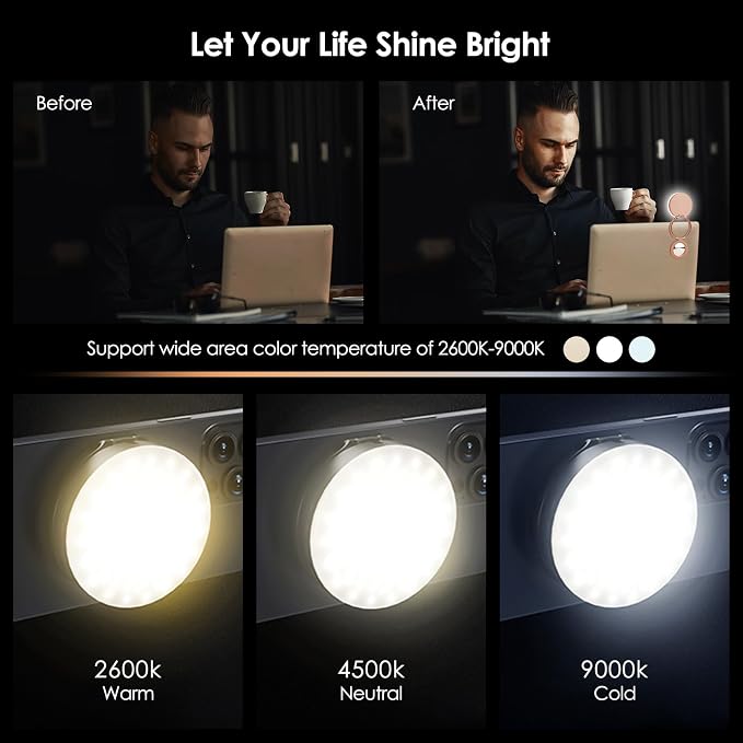 Magnetic Selfie Light, Portable Fold Selfie Light for iPhone, with Phone Mount Function, Light for Phone/iPad/iPhone/Camera, Fill-in Light for Photography/TikTok/Vlog/Video/Makeup/Conference (Pink)