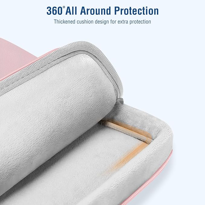 MOSISO 360 Protective Laptop Bag 14 inch, 14 inch Computer Bag Compatible with HP Lenovo Dell ASUS Acer, HP Stream, Dell Latitude, Lenovo IdeaPad, Laptop Carrying Case with Strap&Handle&Belt, Pink