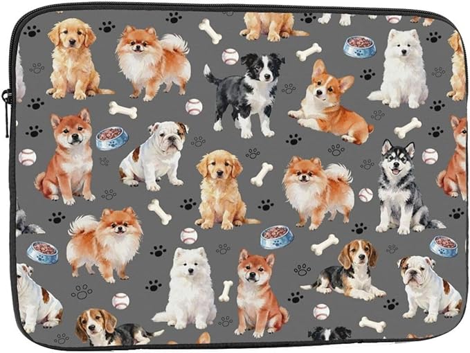 Cute Puppy Dog Laptop Sleeve Case for Men Women Waterproof Oxford Cloth Laptop Sleeve Bag Suitable for Most Ipads and Laptops Notebook Computer Pocket Tablet Traveling Carrying Simple Case 17 inch