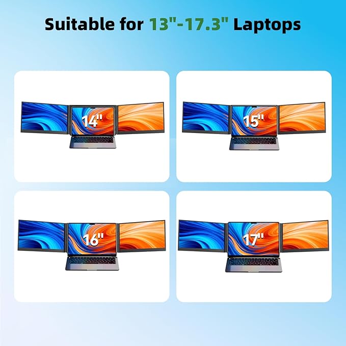 Laptop Screen Extender 15.6”, IPS Plug&Play Portable Monitor for Laptop, FHD 1080P Triple Monitor Extender, Ultra-Slim Travel Extended Screen for Business Work Study