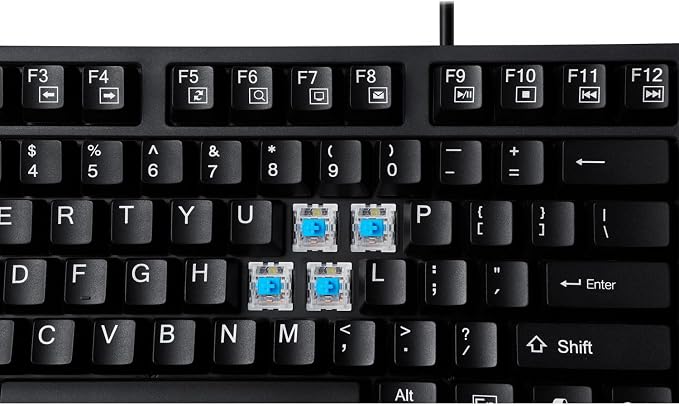 Adesso AKB-670UB Mechanical Keyboard with Copilot AI Hotkey - Blue Switch, Multi-OS Compatible | Enhanced Productivity with Tactile Feel and Multimedia Keys