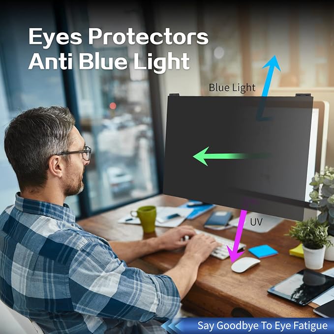 Computer Privacy Screen Filter 22 Inch, 9H Hardness Hanging Computer Screen Privacy Shield Compatible with 16:10 Widescreen Monitor, Eye Protection and Blue Light Blocks