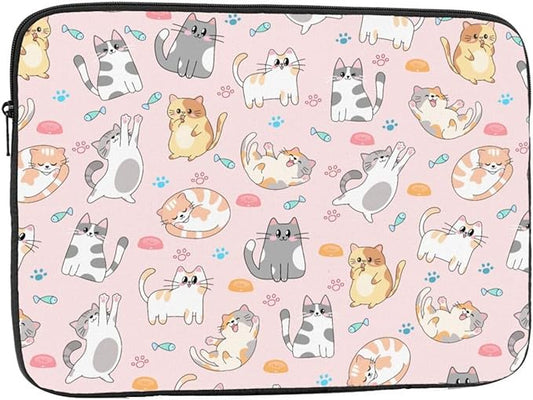 Pink Cat Laptop Sleeve Case for Men Women Waterproof Oxford Cloth Laptop Sleeve Bag Suitable for Most Ipads and Laptops Notebook Computer Pocket Tablet Traveling Carrying Simple Case 15 inch