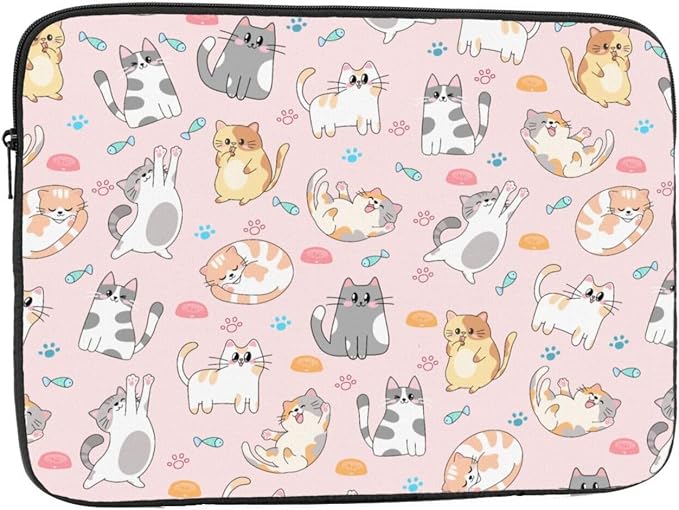 Pink Cat Laptop Sleeve Case for Men Women Waterproof Oxford Cloth Laptop Sleeve Bag Suitable for Most Ipads and Laptops Notebook Computer Pocket Tablet Traveling Carrying Simple Case 13 inch