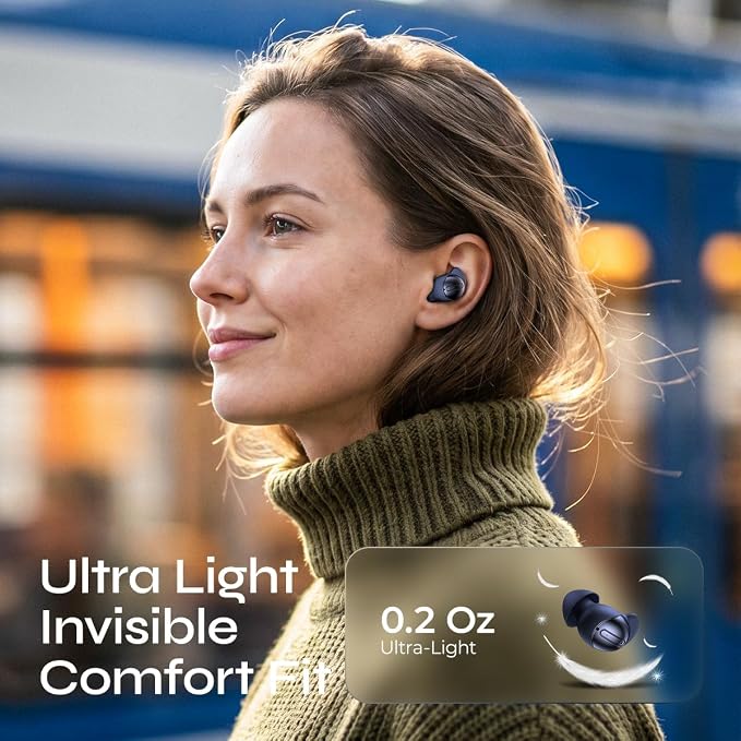 Mini Wireless Earbuds, Active Noise Cancelling with All-Day Comfortable Fit, BT 6.0 HiFi Stereo Sound,Touch Control, Noise Isolation Ear Buds for Running/Working