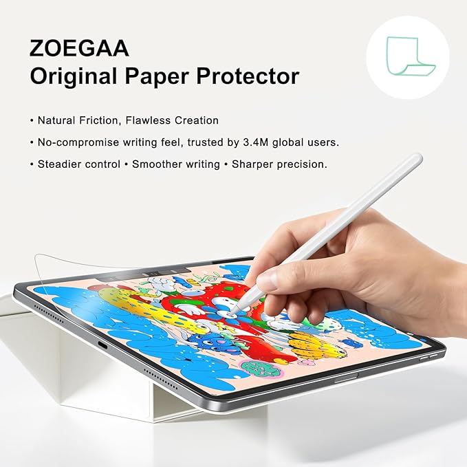 ZOEGAA (2 Pack Paper Screen Protector for iPad 9th 8th 7th Generation 10.2 inch 2021/2020/2019 Release,Screen Protector iPad 9th 8th Compatible with Apple Pencil Write, Draw and Sketch Like on Paper