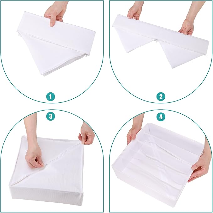 Bra Storage Drawers Organizer for Clothing Underwear Drawer Organizer Dividers Foldable Storage Cube Bins for Bra,Socks, Underwear,3 Pack （White）