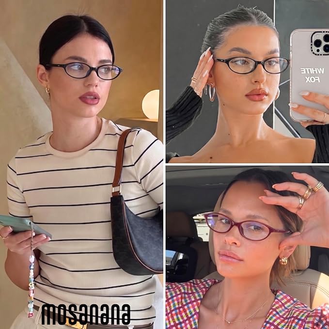 mosanana Blue Light Blocking Oval Glasses for Women Trendy Retro MO25101
