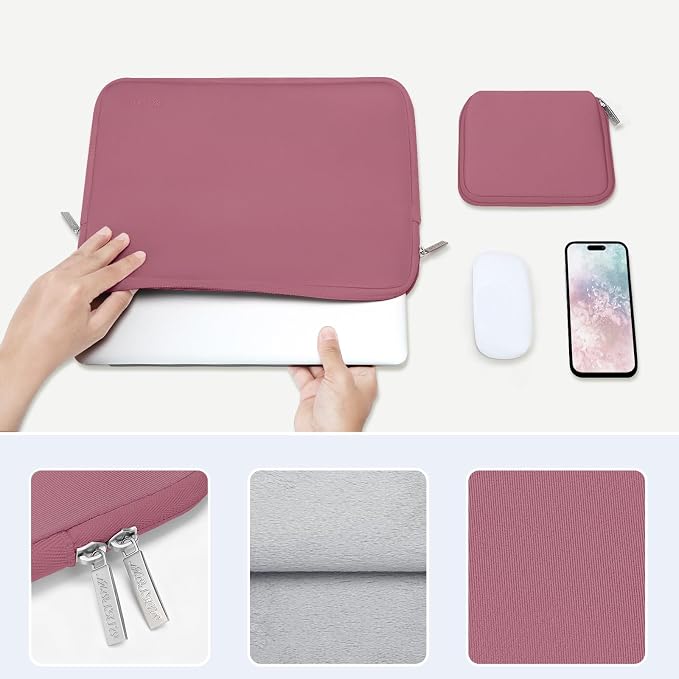 MOSISO Laptop Case 13 inch, 13 inch Laptop Sleeve Bag Compatible with MacBook Neo/Air M5 M4 M3 M2 M1 2026-2018 / Pro M2 M1 2026-2016, Neoprene Computer Sleeve Bag with Small Case, Dusty Rose