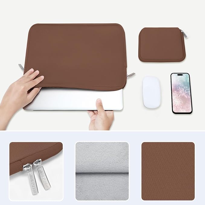 MOSISO Laptop Case 15 inch, 15 inch Laptop Sleeve Bag Compatible with MacBook Air M5 A3448 M4 A3241 M3 A3114 M2 A2941 2026-2023, Dell XPS, Neoprene Computer Sleeve Bag with Small Case, Caramel Brown