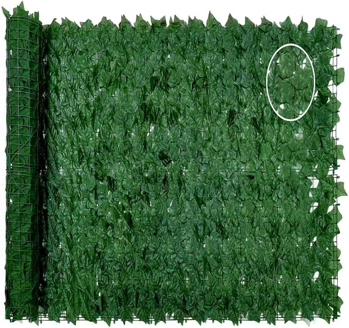 Faux Ivy Privacy Fence Screen Outdoor Expandable Artificial Greenery Roll Fake Hedge Wall Patio Green Plastic Leaf Plant Vine Grass Panels Gate Covering for Garden Yard Balcony (240 X 40 in)