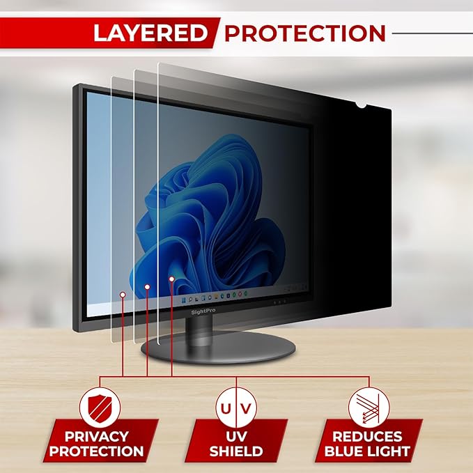 SightPro 23.8 Inch 16:9 [2 Pack] Computer Privacy Screen Filter for Monitor - Privacy Shield and Anti-Glare Protector
