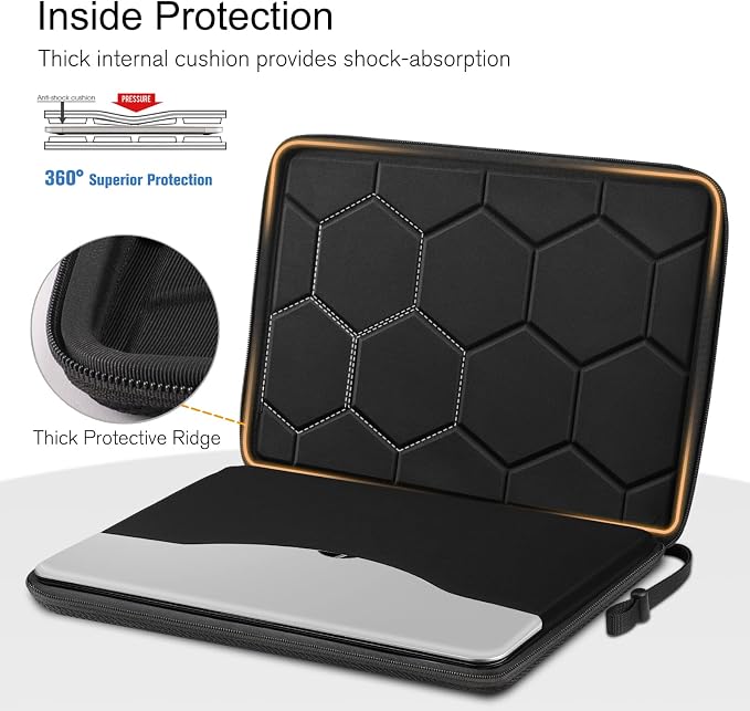 FINPAC 14-inch Hard Laptop Sleeve Case Compatible with Acer Chromebook Lenovo, HP, ASUS, Dell, Acer Laptop Notebook Ultrabook, Water-Resistant Shockproof Computer Bag, Black