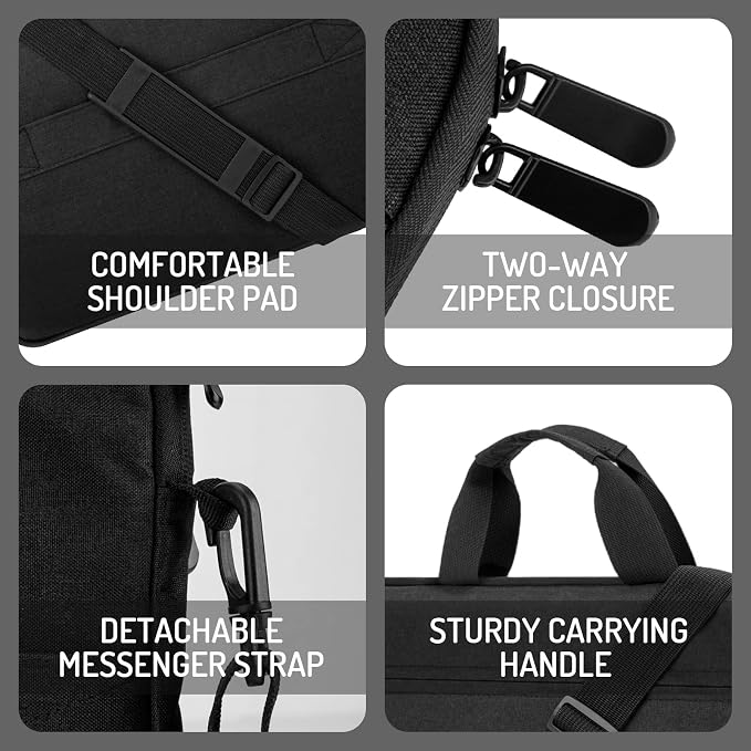 15.6-16 Inch Laptop Sleeve Shoulder Bag Notebook Chromebook Computer Carrying Case Compatible with 15.6 inch Acer Asus Dell HP Thinkpad, Black