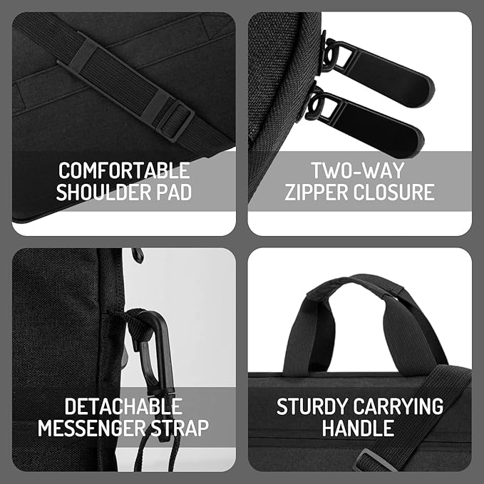 14-15 Inch Laptop Sleeve Bag Carrying Case Protective Computer Cover with Handle Shoulder Strap Compatible with 15 inch MacBook Air M5 M4 M3 M2 Acer ASUS HP Surface Dell Chromebook, Black