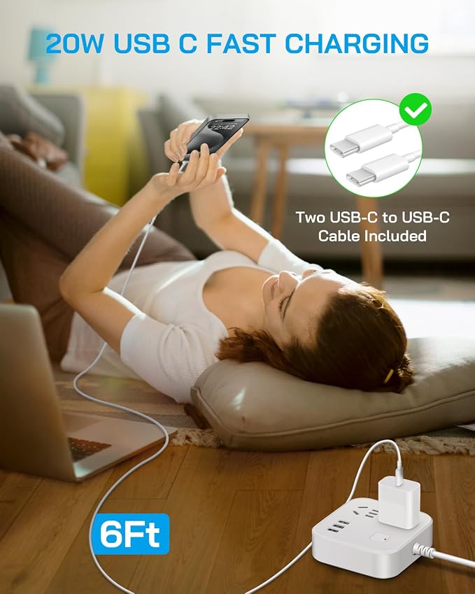 AISNI iPhone 17 16 15 Pro Max Fast Charger 20W USB C Wall Charger Block with 6FT Durable Type C Fast Charging Cable for iPhone 17/16/15 Pro Max/Plus, iPad Pro/Air, Google Pixel 9 8 7 6 (2 Pack)