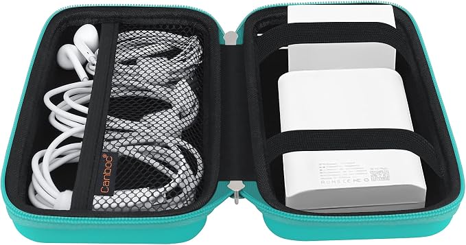 Canboc Electronics Travel Organizer, MacBook Charger Carrying Case, Electronic Accessories Portable Cable Storage Bag for Charging Cord, Power Adapter, MagSafe, USB Hub, Power Bank, Earbuds, Turquoise