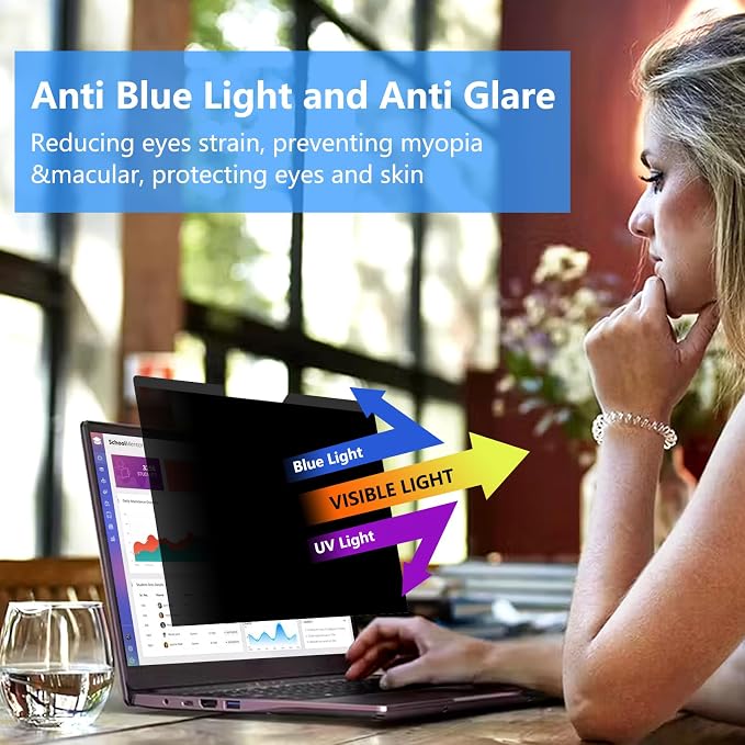 ZOEGAA Magnetic Laptop Privacy Screen 14 Inch 16:10, for HP Dell Acer Asus Samsung Lenovo Thinkpad, Removable Privacy Screen Laptop, Anti Spy, Anti Glare, Blue Ray Reduction