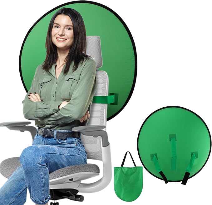 1 PC Green Screen Background, Nylon Background Screen Portable Foldable Backdrop for Live Streaming, Chair Photo Studio Solid (Green, 75cm，only Screen,NO Stand)