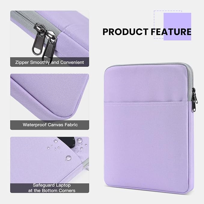 11 Inch iPad Pro Sleeve for iPad Pro M5 M4 & Air M4 M3 M2, iPad A16, Galaxy Tab A9+/ A9+ Plus, Air 5/4/3 Case Bag, Purple