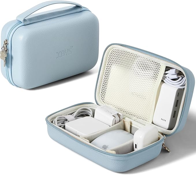 Charger Case for Macbook, Portable Tech Electronic Organizer Bag, Small Travel Storage Pouch for Laptop Accessories, MacBook Power Adapter, Charging Cords, USB Drives, Power Bank (Blue, XL)