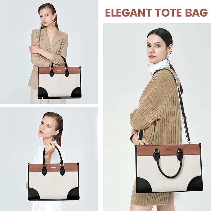 LOVEVOOK Laptop Bag for Women 15.6 lnch,Waterproof Laptops Tote Bags for Womens,Professional Work Bags for Women with Cup Holder,Large Laptop Purse Computer Briefcase Office Teacher Clutch Bag,2 PCS