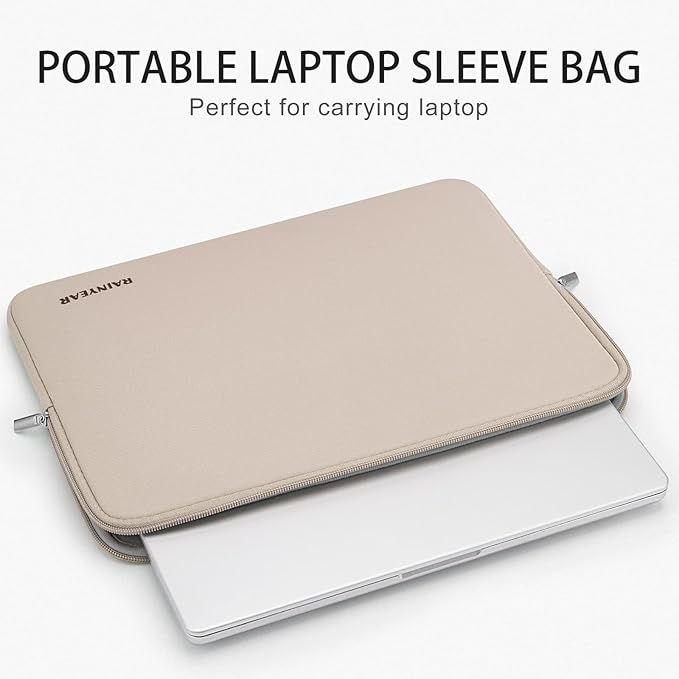 RAINYEAR Laptop Sleeve Case Compatible with 13.3 Inch Laptop PC 14 Inch MacBook Pro/Max M1 M2 M3 M4 M5 Pro/Max, Protective Soft Padded Lightweight Computer Carrying Bag Cover, Khaki