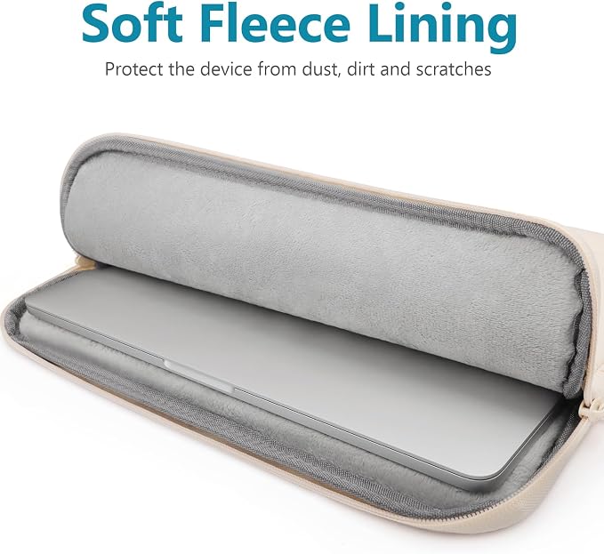 TECOOL Puffy Laptop Case 16 inch,Laptop Sleeve 16 inch for 16 inch Notebook MacBook Pro 16" Lenovo Thinkpad HP Acer Asus Dell Chromebook,Protective Waterproof 16 Inch Sleeve with Small Case,Beige