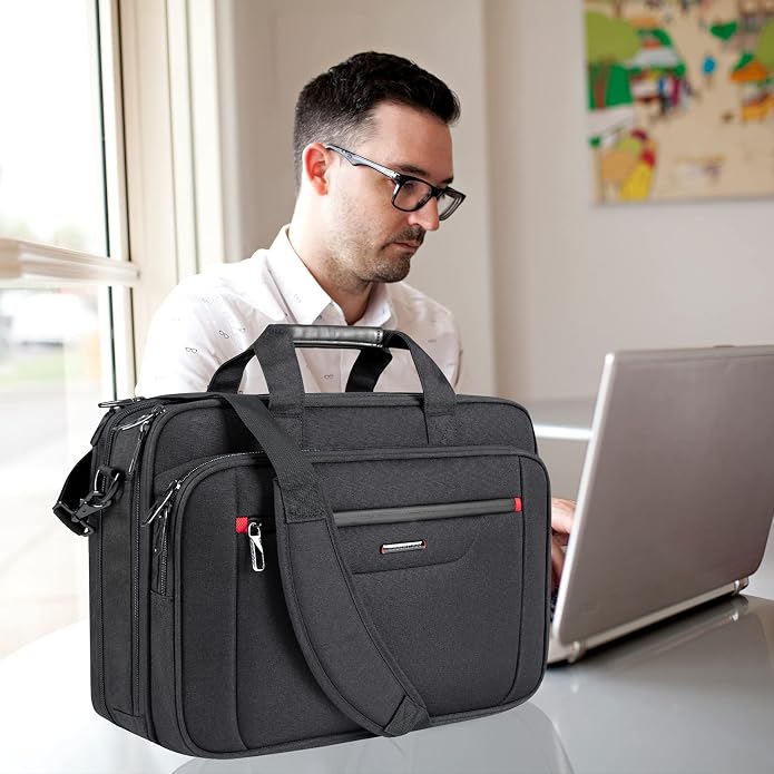 VANKEAN Laptop Briefcase Premium Laptop Case Fits Up to 17.3 Inch Business Shoulder Bag Laptop Expandable Water-Repellent