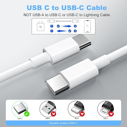 2Pack for Apple USB C to USB C Charging Cable 3ft 60W,Type C to Type C Fast Charger Cord,for iPhone 16 E/17/Air/15/Pro/Plus/Pro Max,for MacBook Pro/Air,for iPad Pro12.9/11in,Air 4/5,Mini 6/7