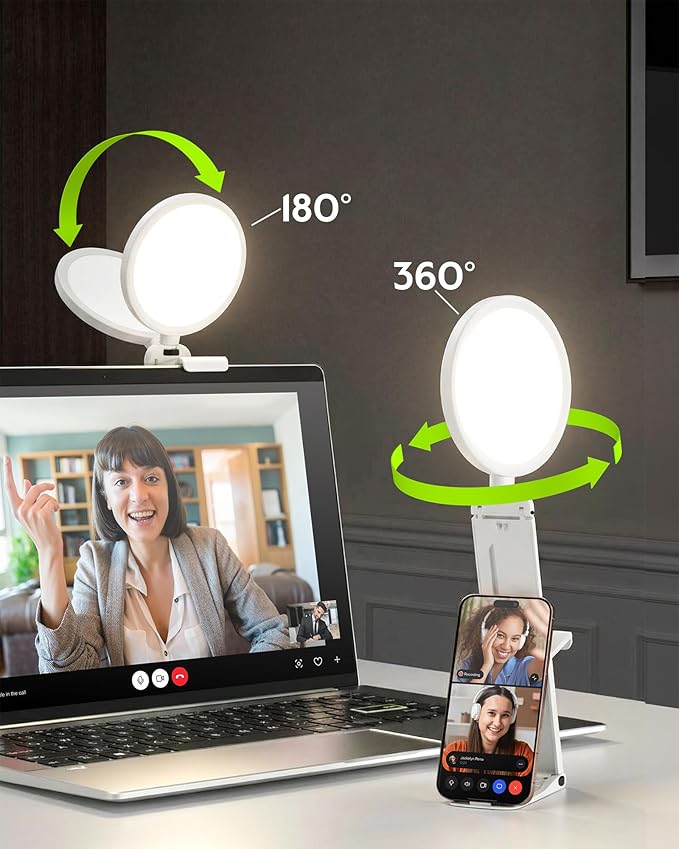 Ring Light for Laptop, 5" Eye-Caring Lighting with 50 Modes, CRI>97.8, 3000K-6500K Zoom Lighting for Conference, Meetings, Video Call, Recording, Streaming