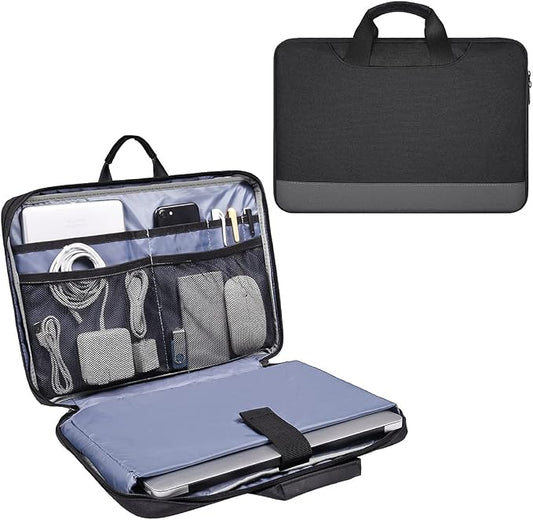 14 15 Inch Waterproof Laptop Sleeve Men Women TSA Briefcase for MacBook Pro 14 M5/M4/M3/M2/M1, Macbook Air 15 M5/M4/M3, Dell Inspiron 14/XPS 15, Lenovo Acer HP ASUS Chromebook 14 Carring Case, Black