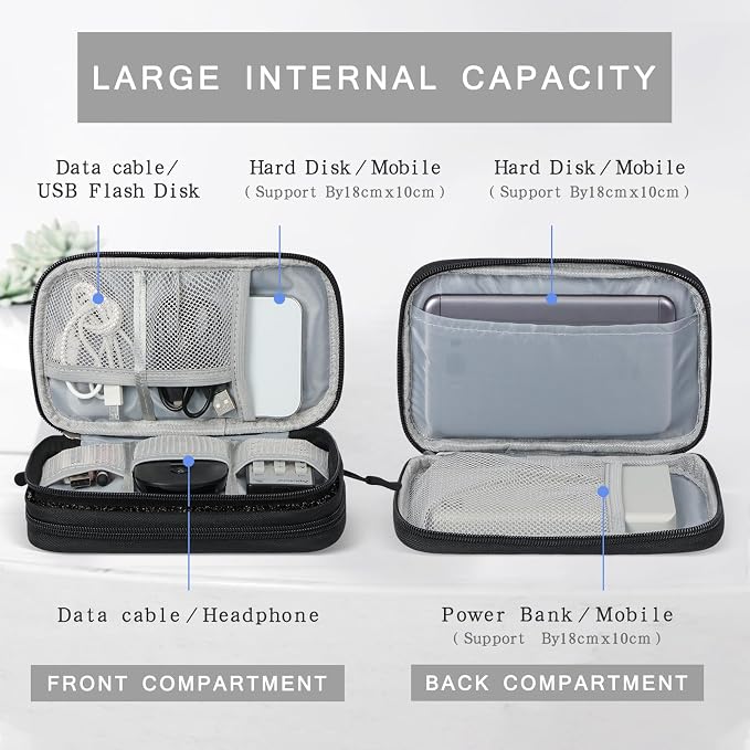 Skycase Electronic Organizer Travel Case - Waterproof Travel Cord Pouches for Organization, Cable Organizer, All-in-One Double Layers Storage Bag for Accessories, Charger, Cable - Medium