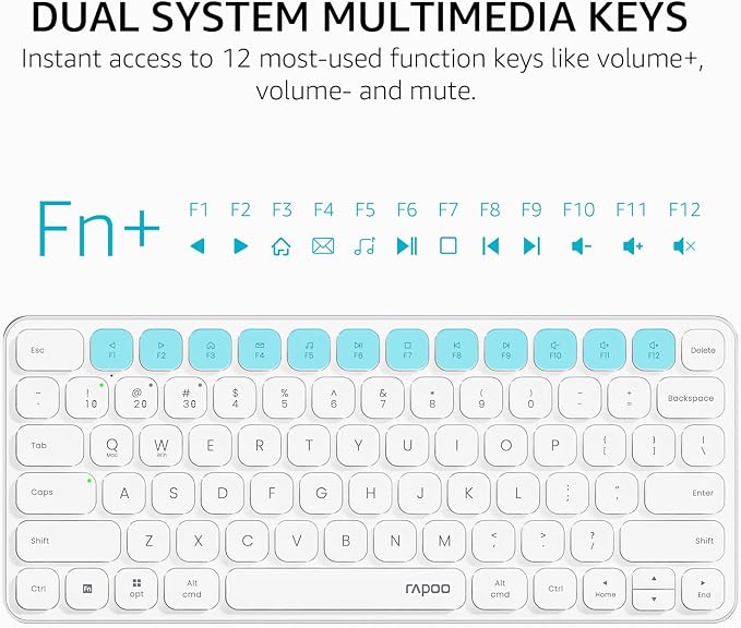 Rapoo 9010M Multi-Device Keyboard and Mouse Combo, 2.4GHz/Bluetooth 5.0/4.0 Wireless Keyboard & Mouse Set for Windows/Mac/Linux/Chrome, Support 4 Devices, Low-Profile Silent Click, Battery Powered