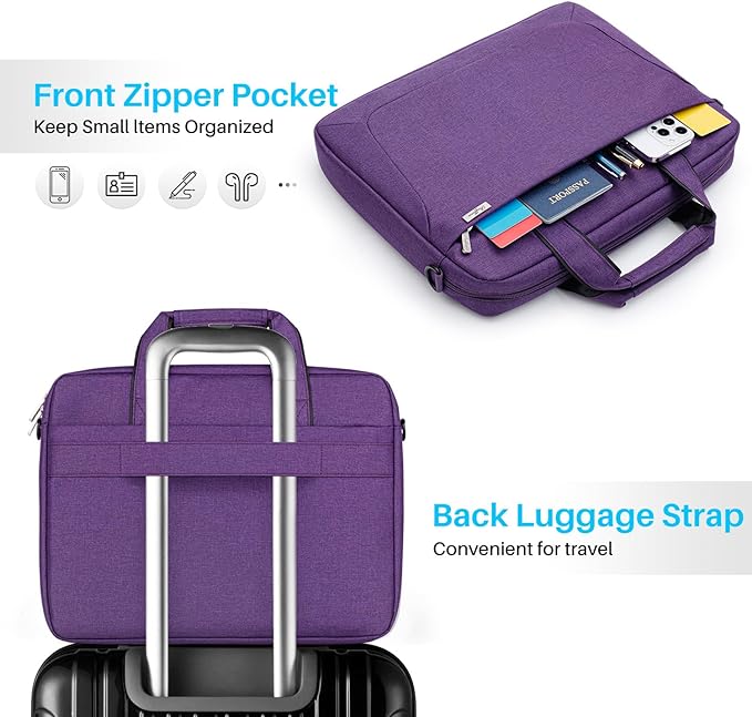 BAFFINA 15.6 16 Inch Laptop Shoulder Bag for Men Women,Waterproof Computer Carrying Case Messenger Bag with Strap,Laptop Briefcase for 14-15-16 In MacBook/Chromebook/Notebook Hp Dell Acer Asus,Purple
